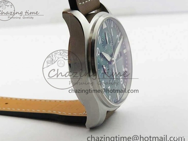 MIROTIME 0103 Pilot Chrono IW377726 ZF 1:1 Best Edition Green Dial on Brown Leather Strap A Trendsetting 7125